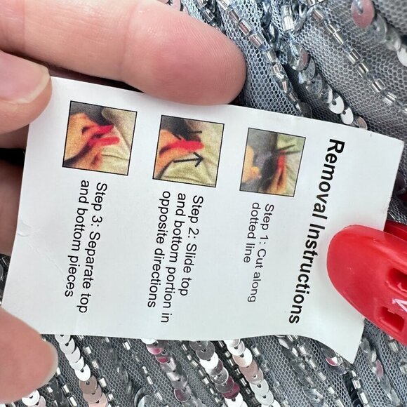 Mac Duggal Silver Sequin Long Sleeve V Neck Elegant Evening Gown Black Tie‎ 10 - Picture 10 of 14